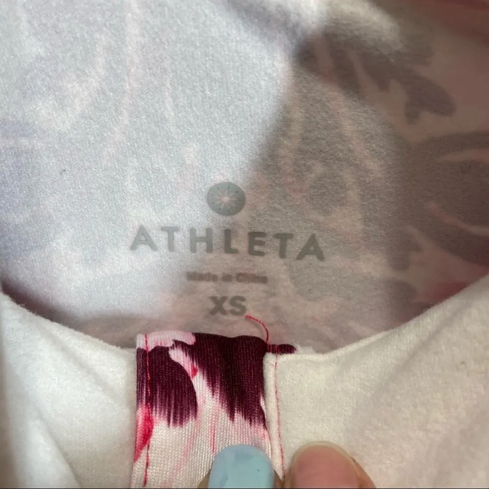 Athleta Sierra Thermal Half Zip Mock Neck Pink Floral Haze Jacquard XSmall - Image 3