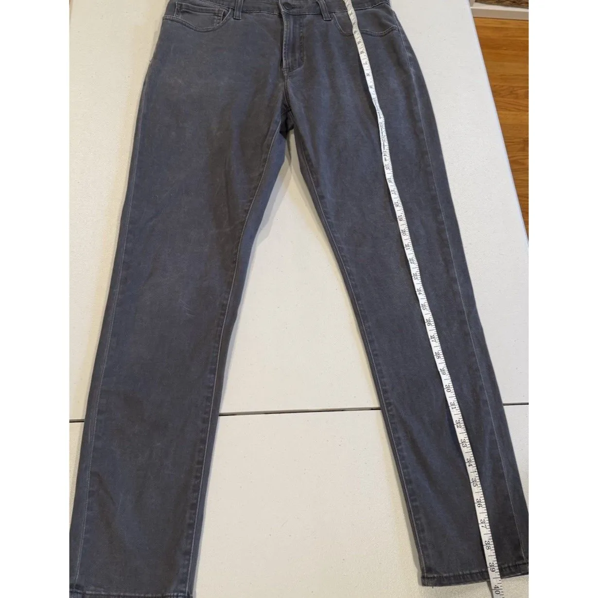 Uniqlo Pants Women Medium Dark Grey Zip Up & Elastic Waist Stretch Travel Casual - Image 4