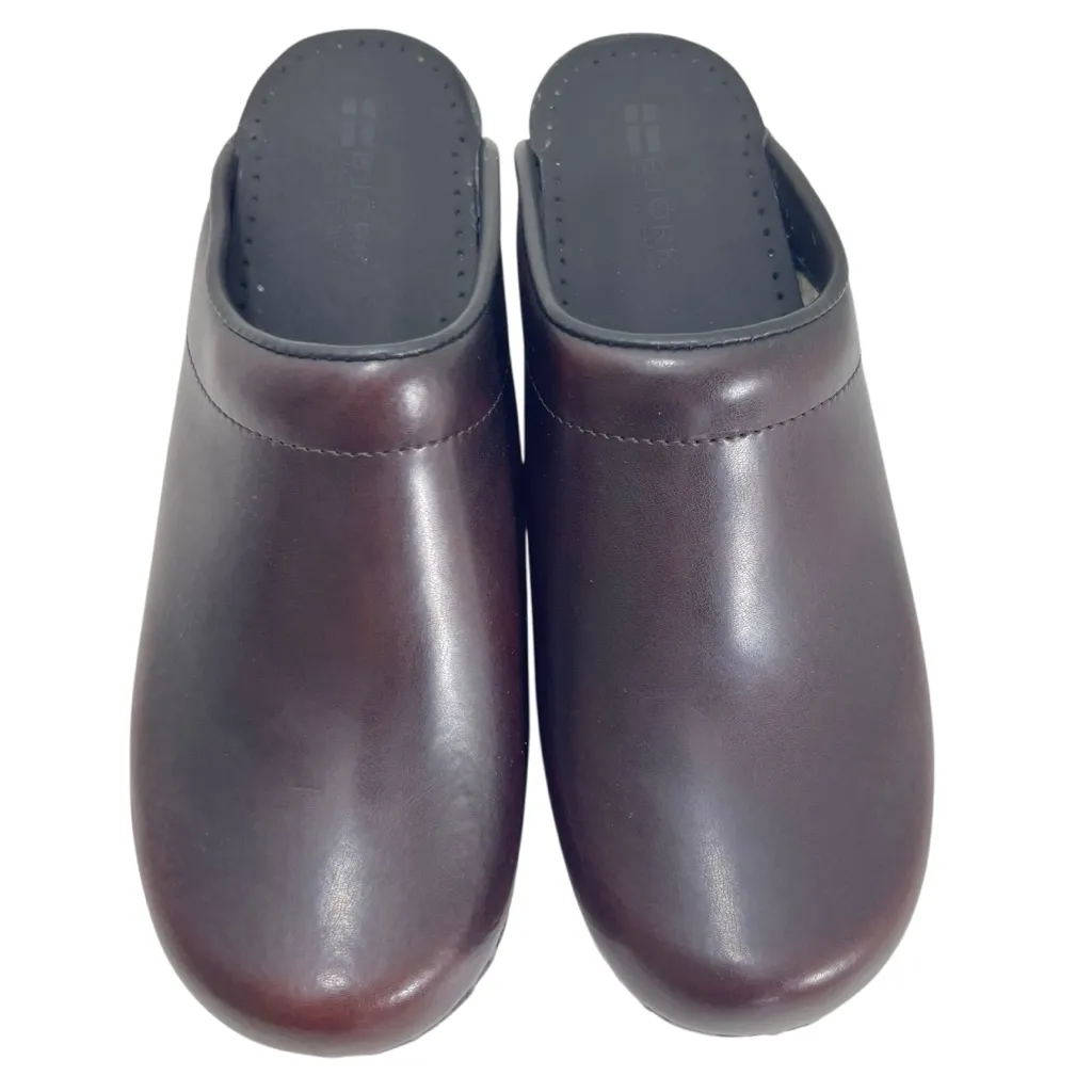 BJORK STELLA Open Back Cabrio Brown Leather Clogs Size 10 - Image 13