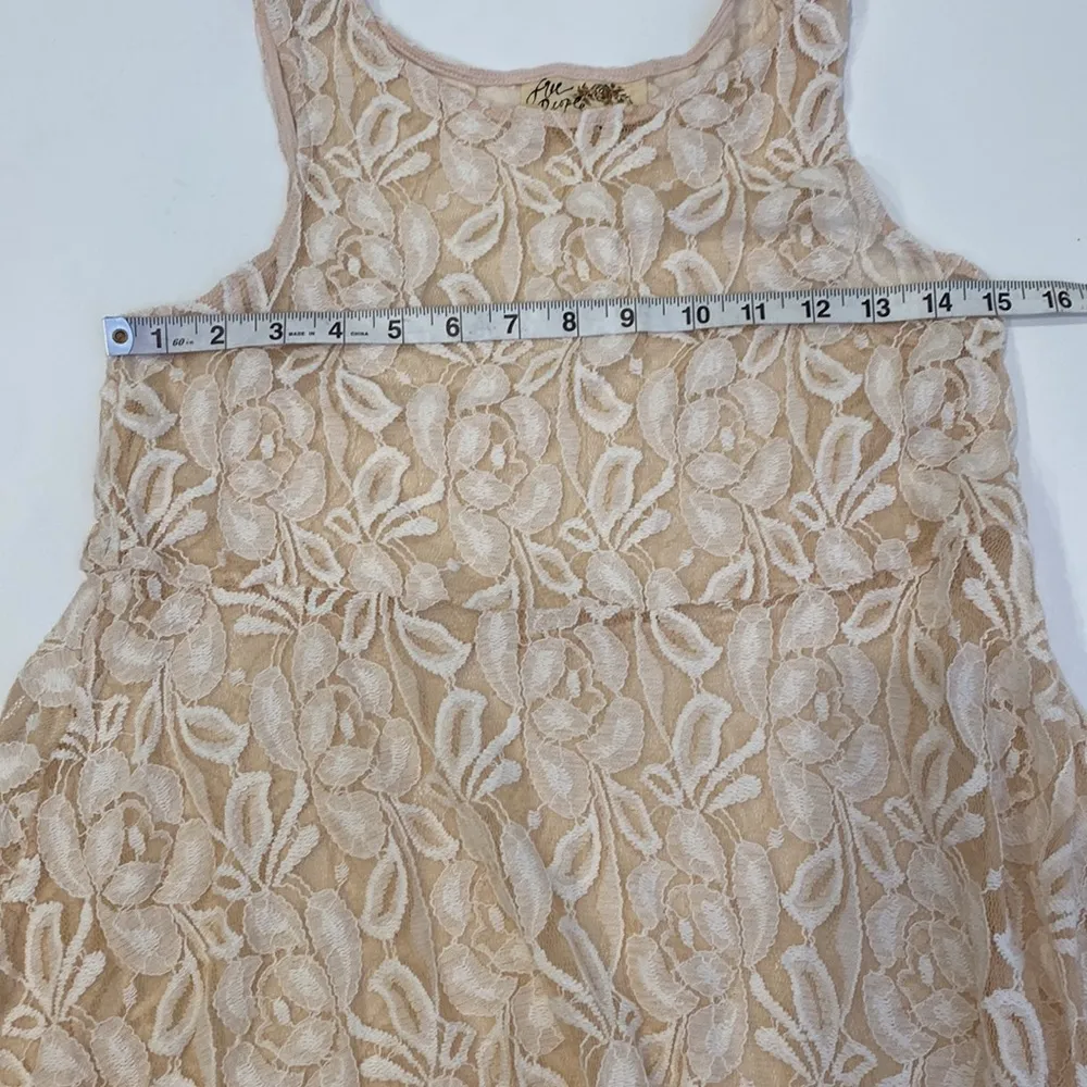 Free People Miles of Lace Fit & Flare Floral Sheer Dress Sz XXS Cream Midi - Image 9