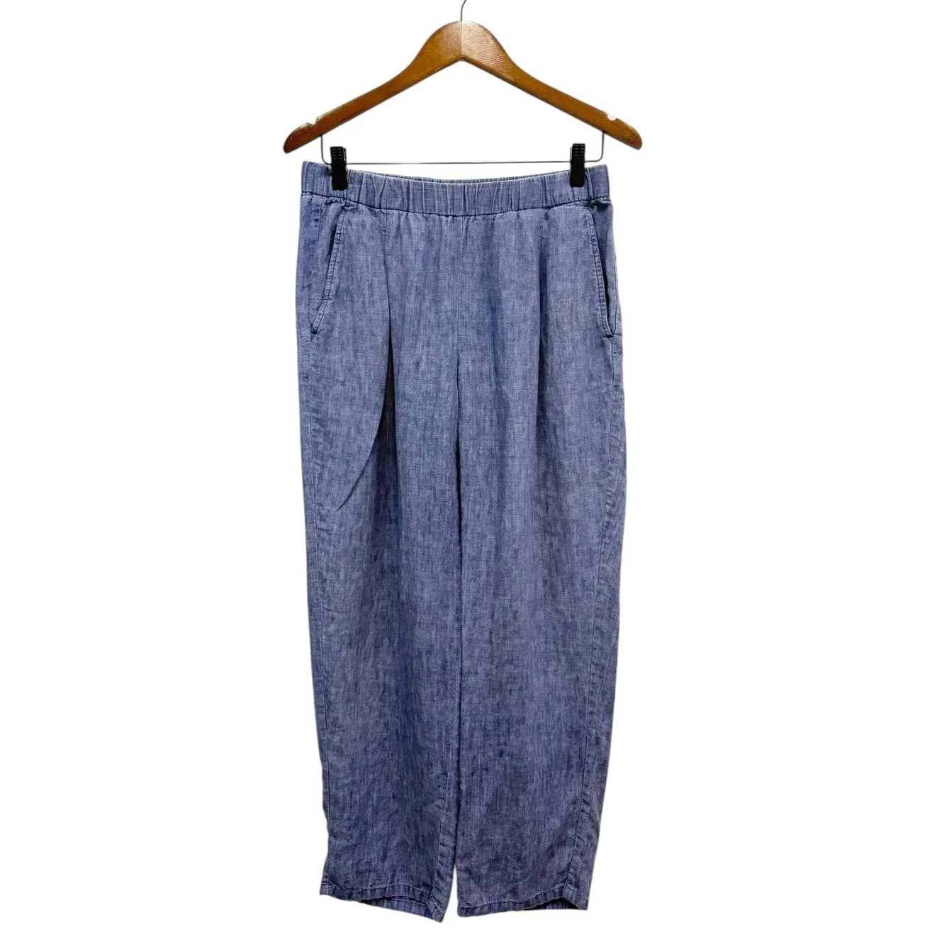 Eileen Fisher Organic Linen Pull-On Cropped Pants in Blue size XS - Image 2