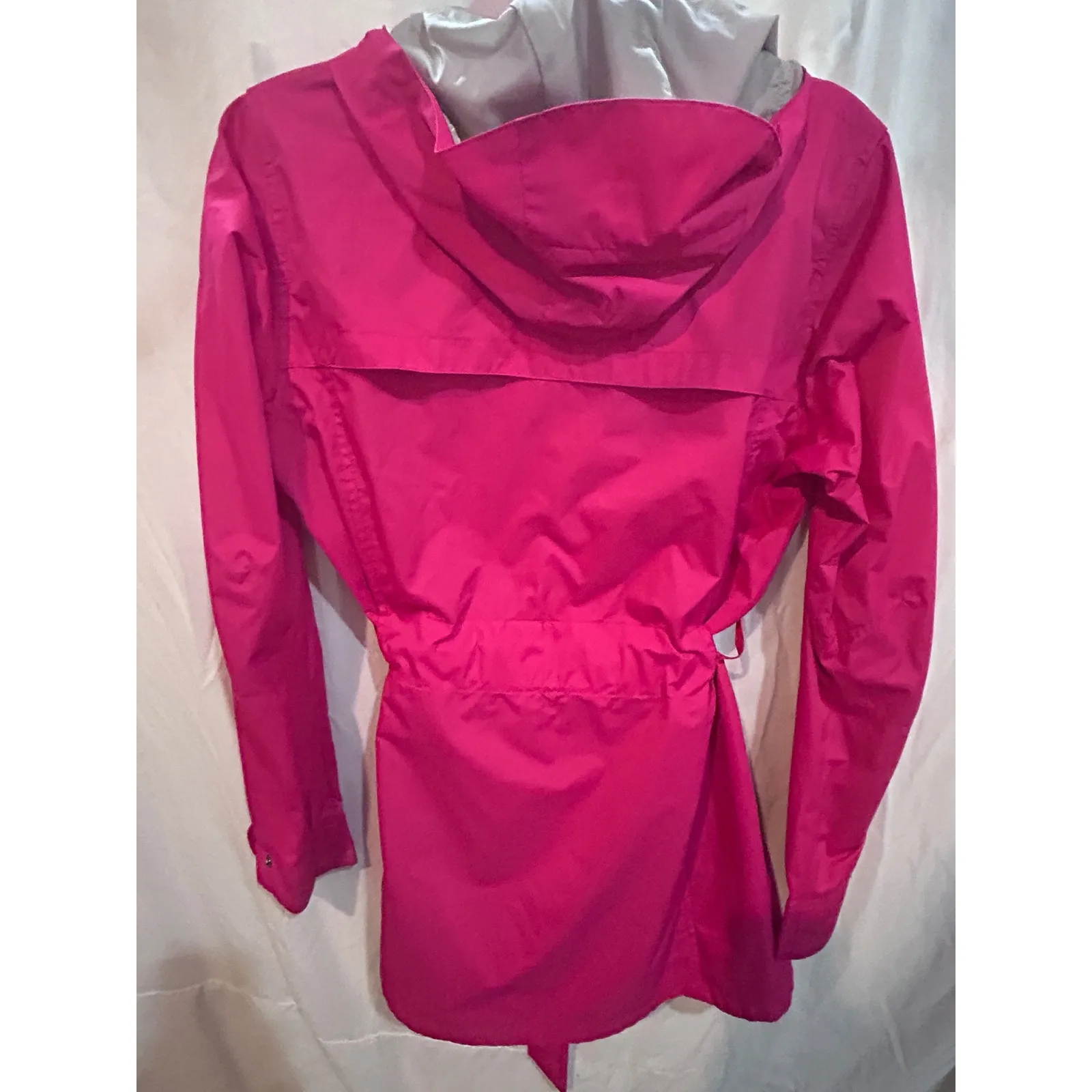 Columbia Hot Pink‎ Hooded Rain Jacket Belted Lightweight Women's Medium - Image 6