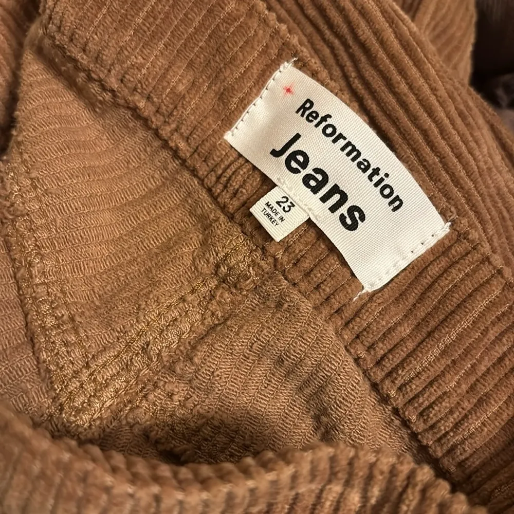 Reformation Cynthia High Rise Straight Long Corduroy Pants in Mud Brown - Image 5