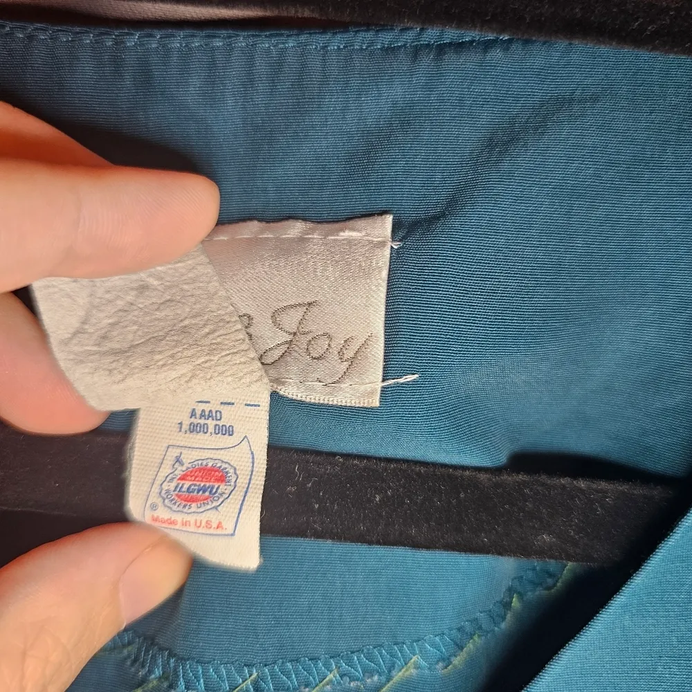 1980s Vintage Teal Pride & Joy Button Up Brooch Blouse Green Size 16W - Image 2