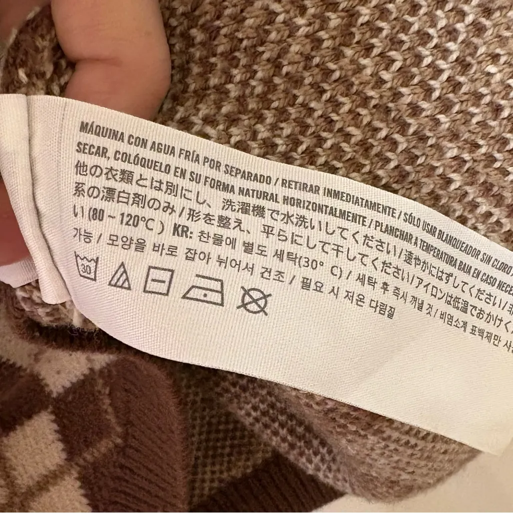 Hollister Brown Cream Argyle Sweater Vest Dress Academia Preppy Y2K Knit Small - Image 5