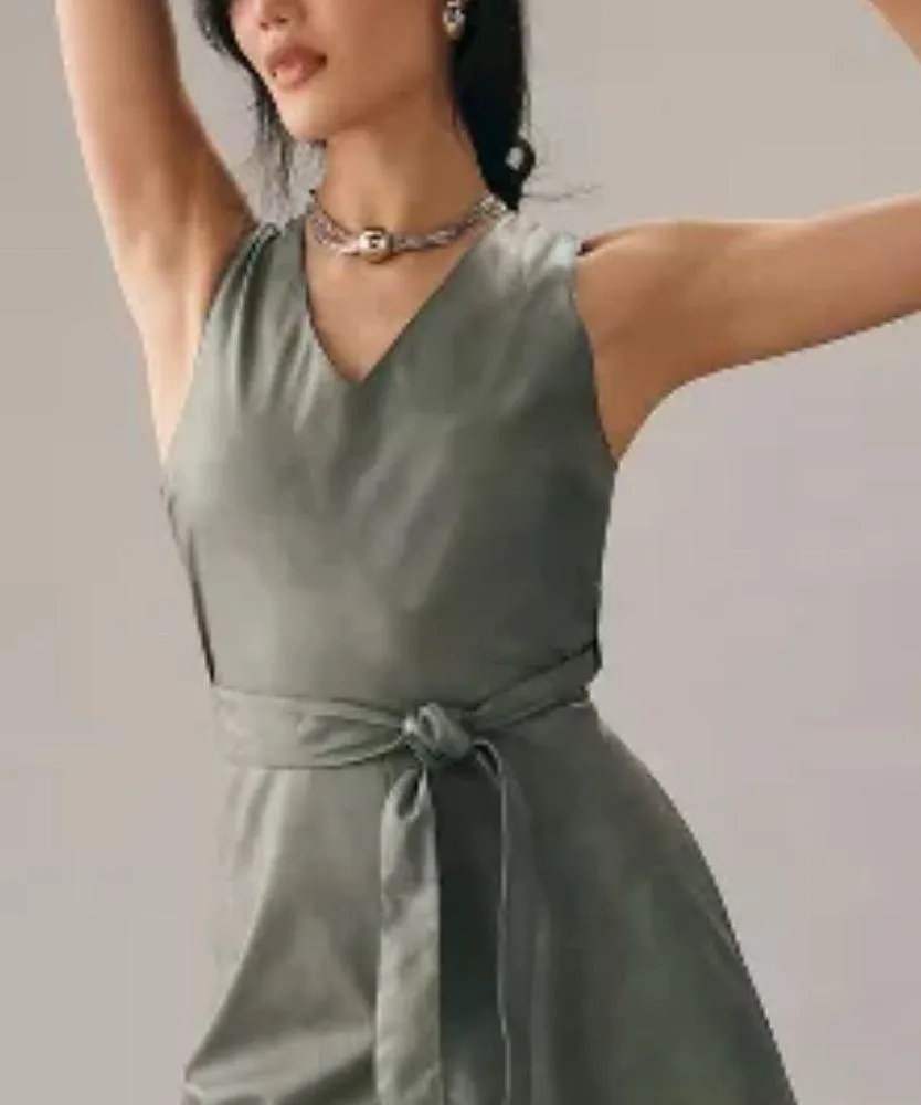 Anthropologie Avec Les Filles Women’s Faux Leather Cross Back Wrap Romper Size S - Image 6