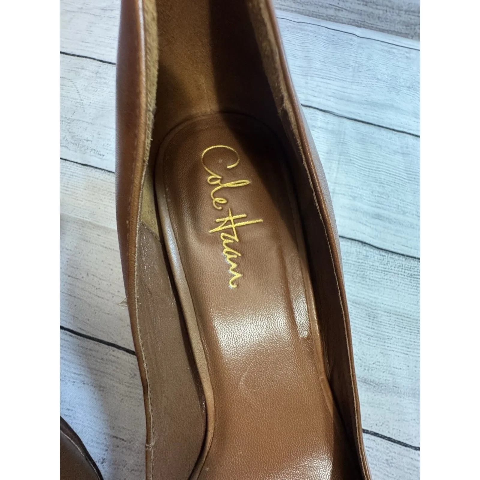Cole Haan Brown Leather Round Toe Classic WEDGE Sz. 7.5 B - Image 11