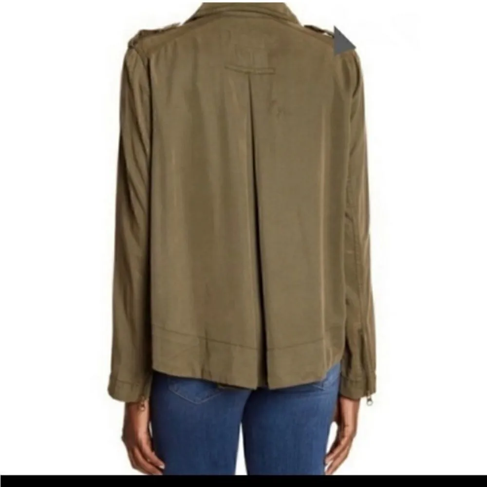 Pistola Revolve Bowie Moto Swing Jacket 100% Tencel Hi-Lo Hem Military size S - Image 3