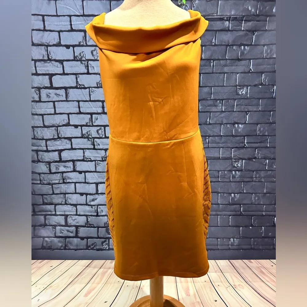 THALIA SODI Womens Gold Off Shoulder Short Cocktail Body Con Dress XL - Image 3