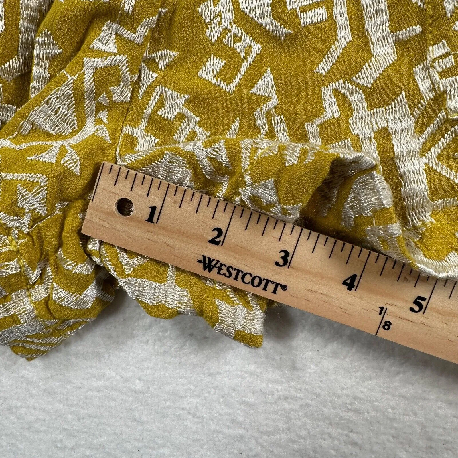 Elevenses Pull On Drawstring Waist Boho Shorts Womens XSmall Mustard Embroidered - Image 11
