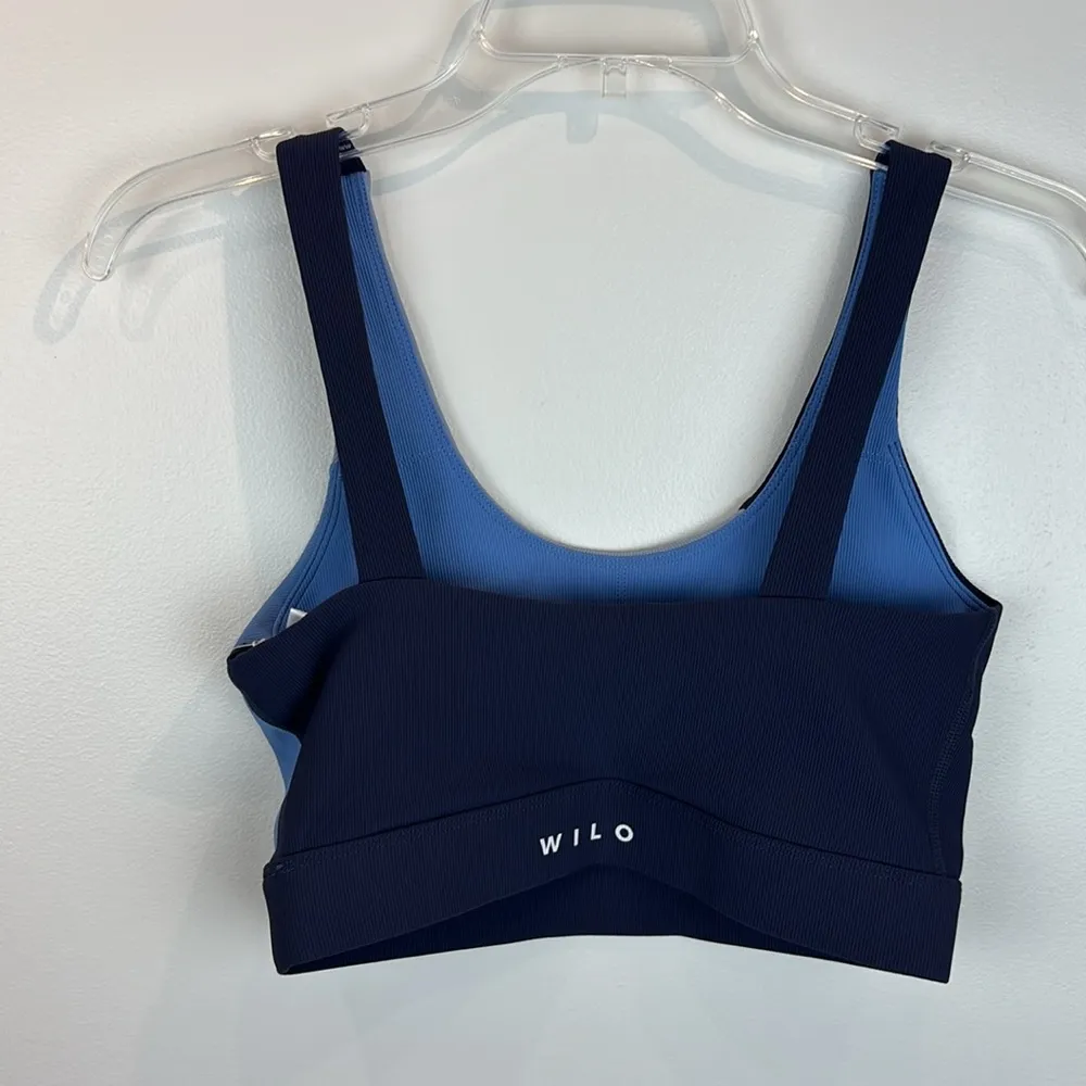 NWT Wilo the Label Anthropologie Ribbed Blue Color Block Sports Bra Padded Sz S - Image 6