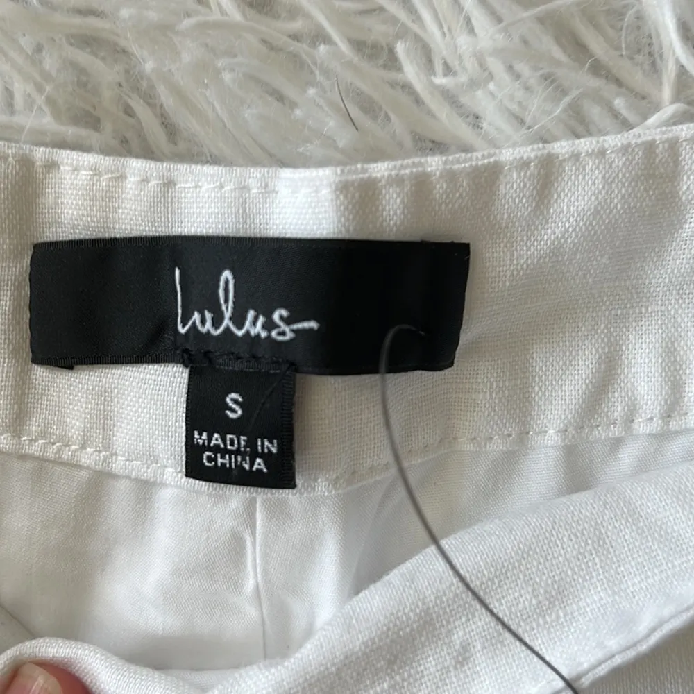 LULUS Women’s Blissfully Boho Ivory Tasseled Wide-Leg Pants size Small - Image 4