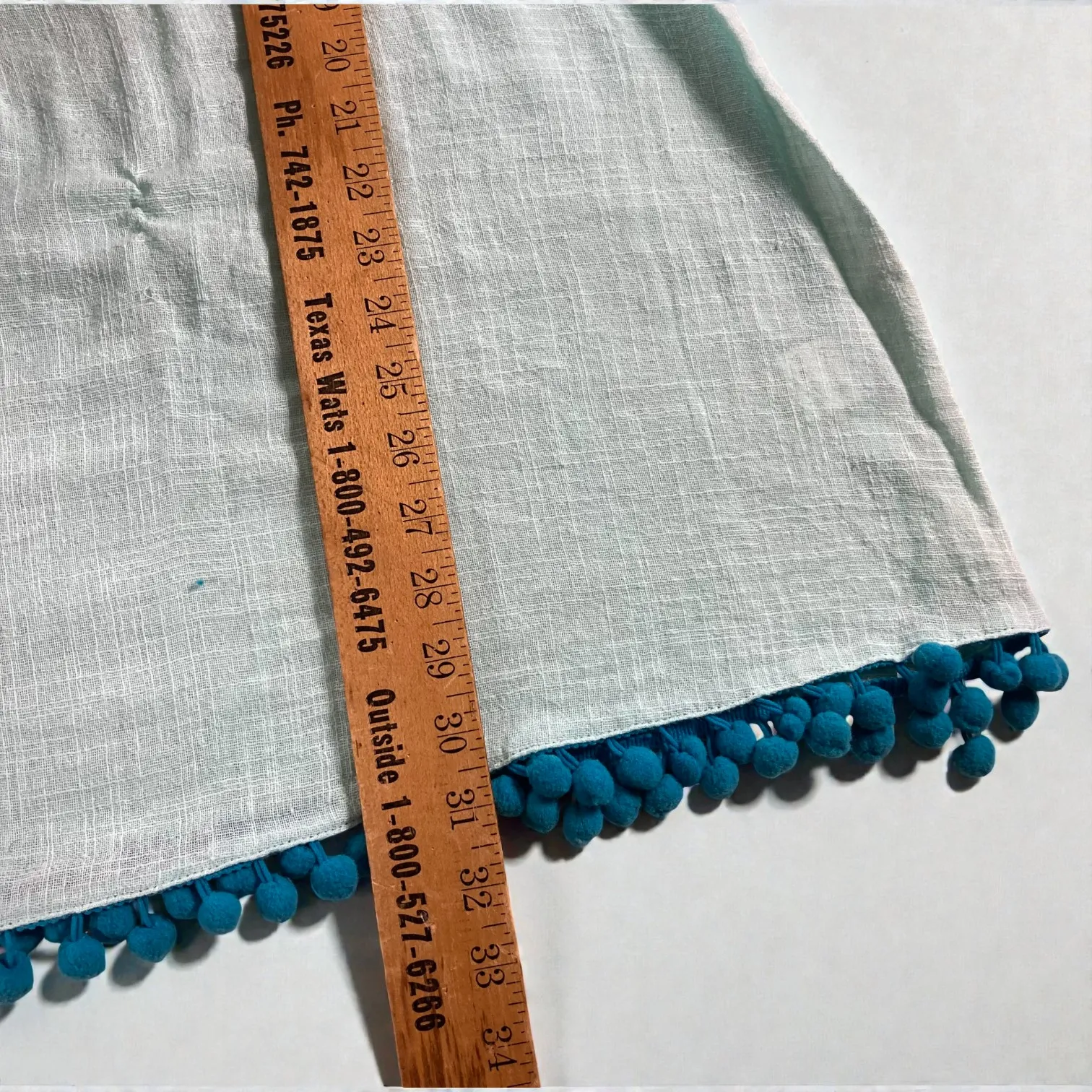 Velzera Women Blouse Size 3XL Aqua Blue Boho Festival Pom Hippie Gypsy Beach NEW - Image 4