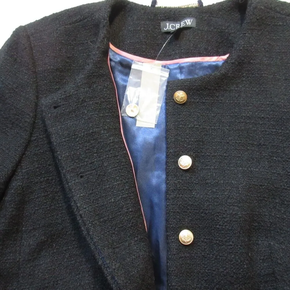 NWT J.Crew Louisa Lady Jacket in Black Maritime Tweed Cropped 18 - Image 4
