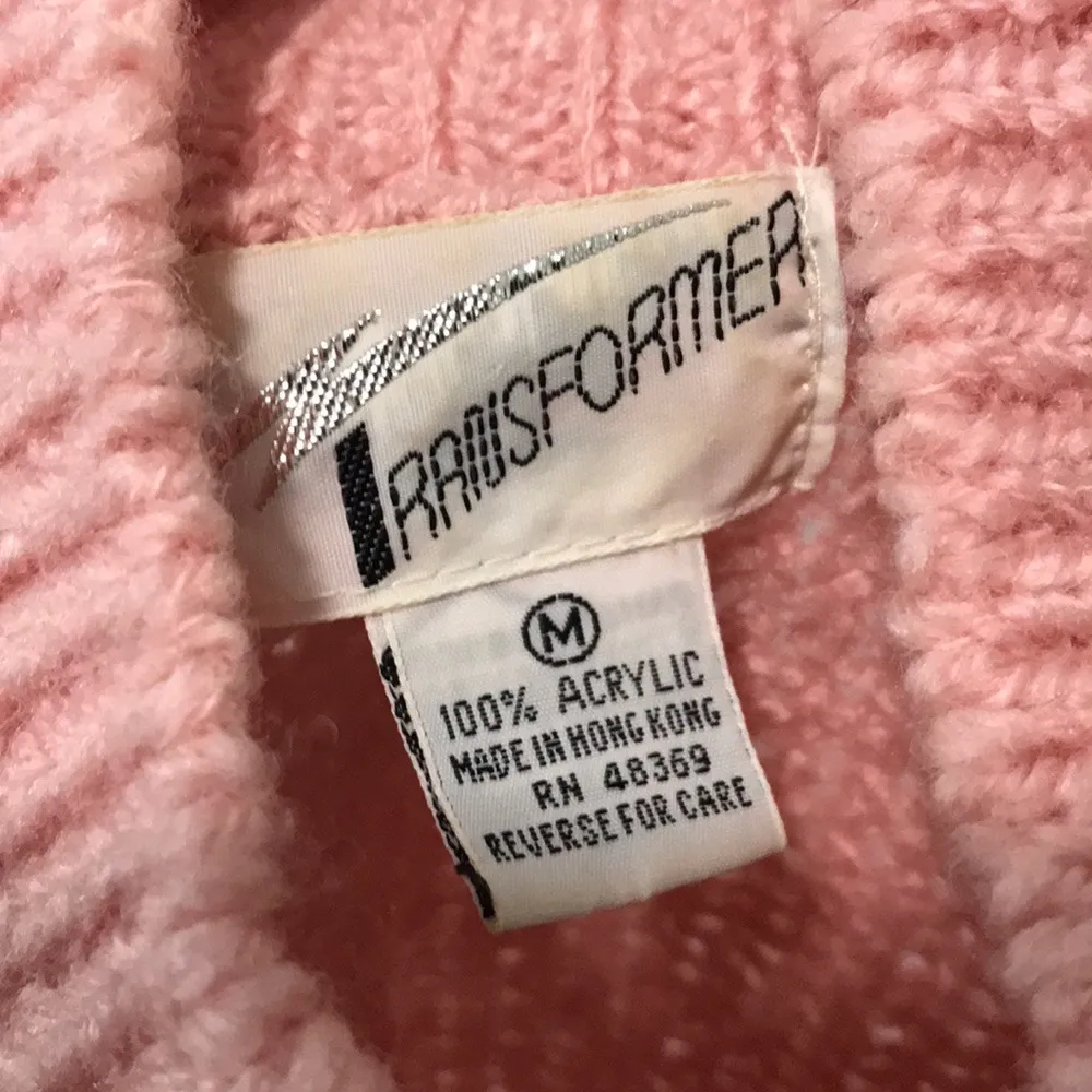 Transformers Pink Knit Vintage Sweater Medium Cottagecore Granny - Image 5