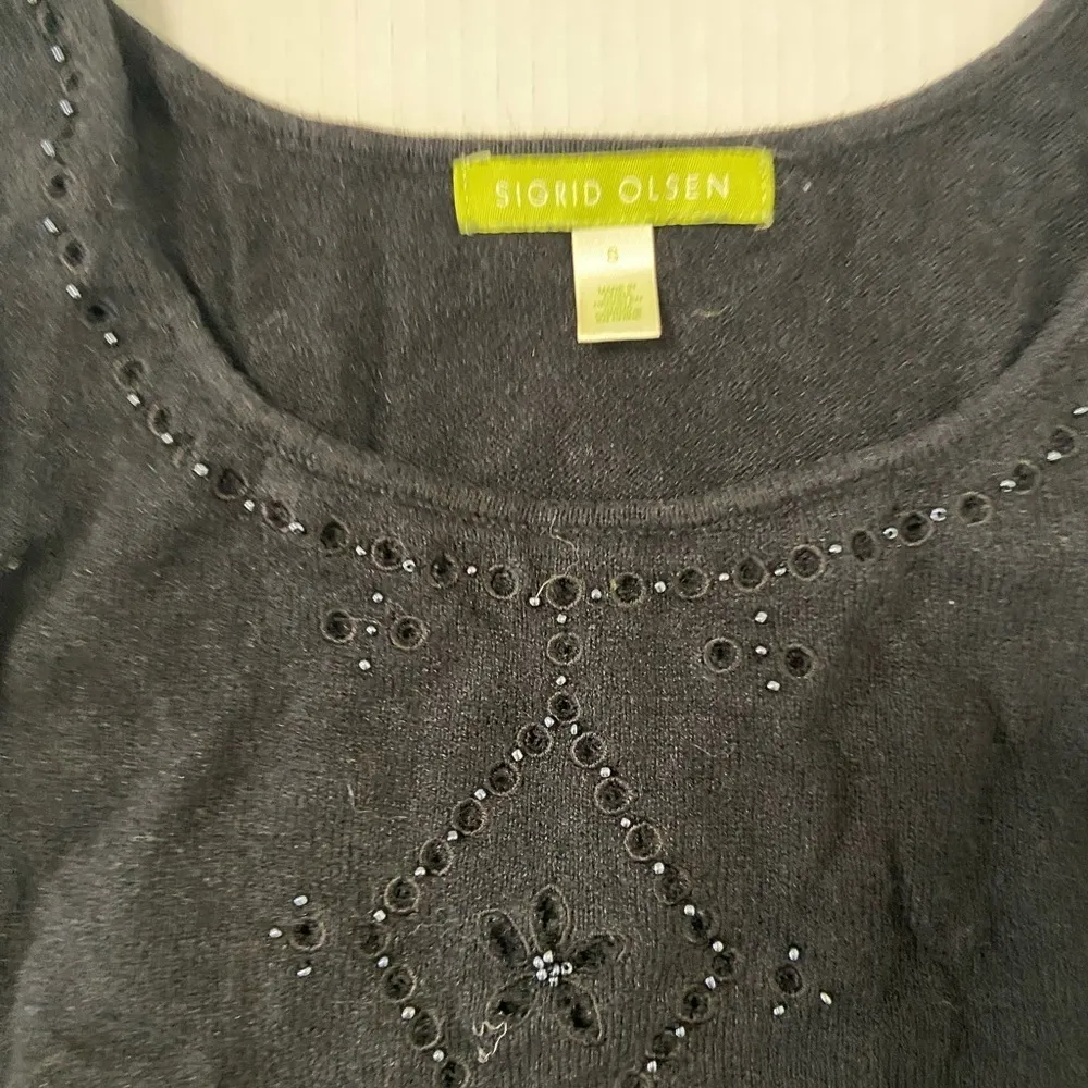 Sigrid Olsen tank w beads women’s black size - Image 2