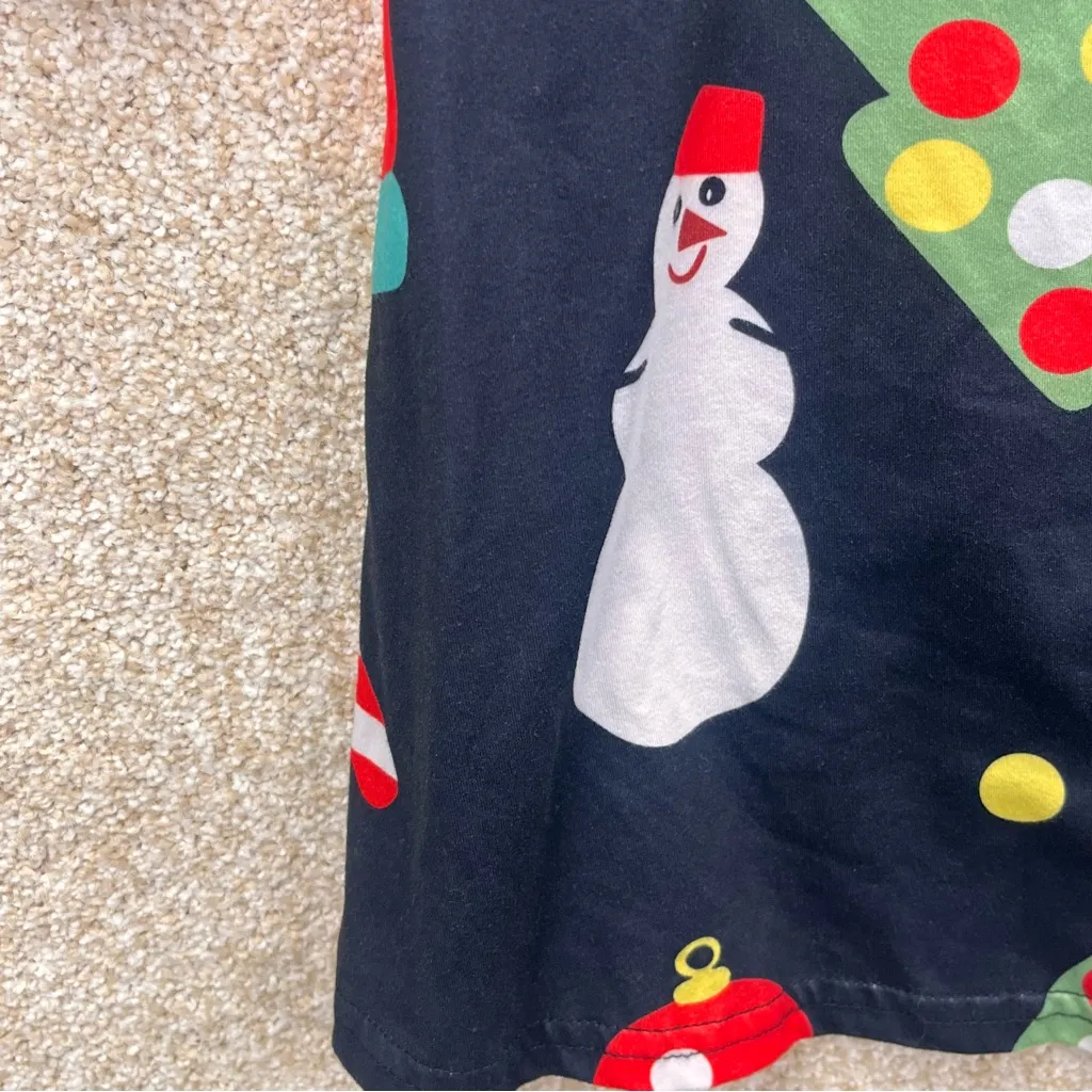 Imperfect Festive Holiday Print Dress size large long sleeved stretchy Black - Image 15