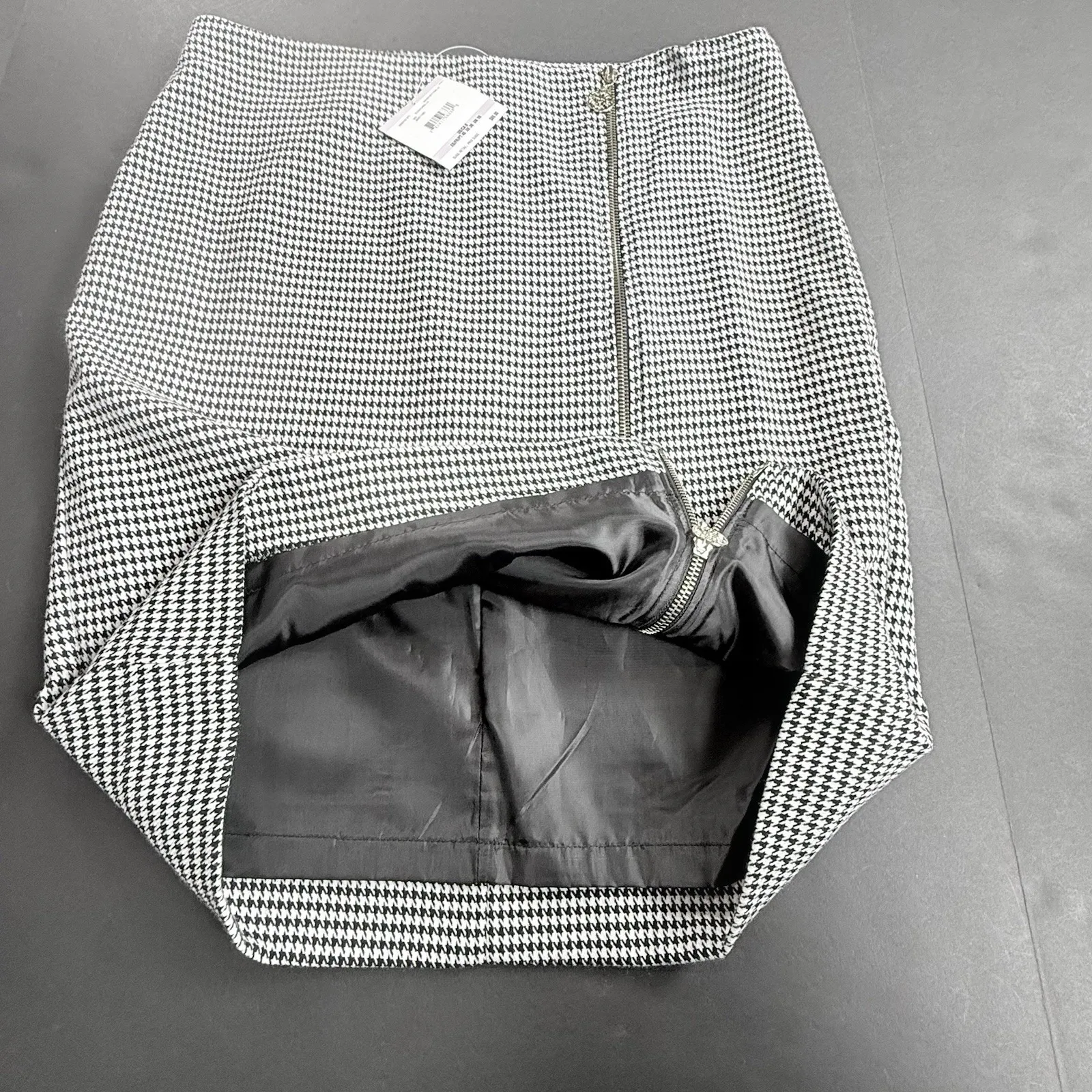 New Anne Klein Houndstooth Pencil Straight Skirt Women 6 S Retro Office Moto Zip - Image 6