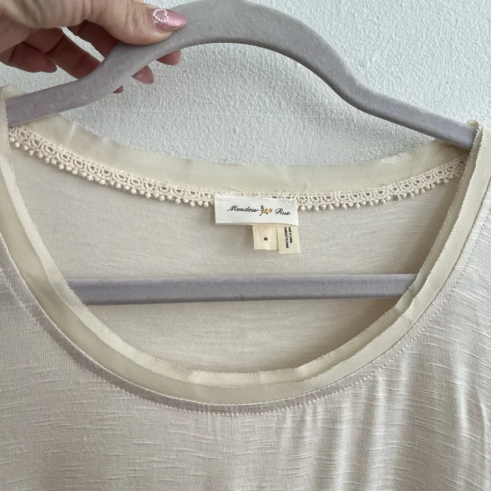 NEW Anthropologie Lace blouse top Cream Meadow Rue capriccio 3/4 Sleeve SMALL - Image 4