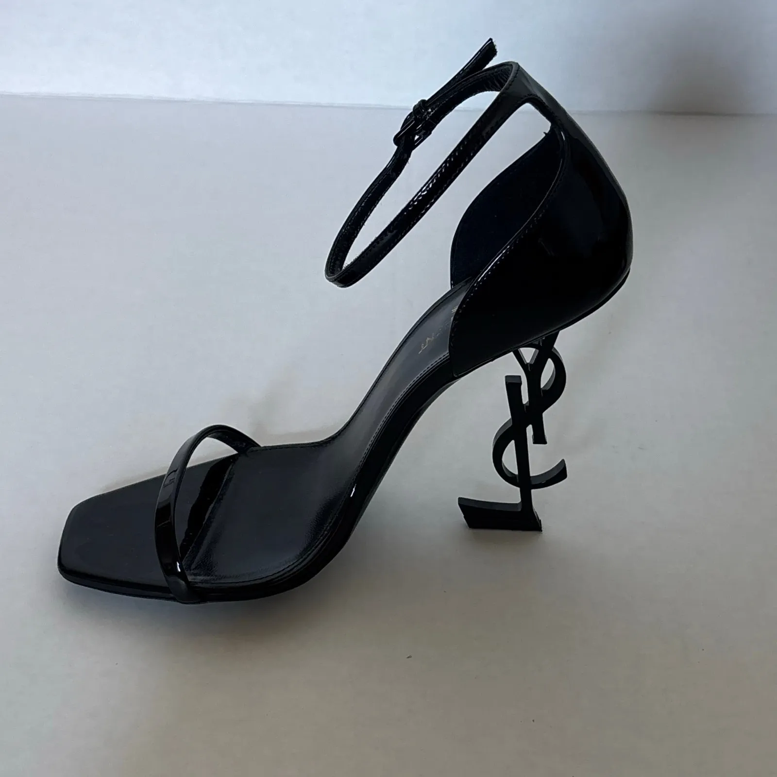 Saint Laurent Opyum YSL High Heel Patent Leather Sandal Pumps Black Size EU 39.5 - Image 11