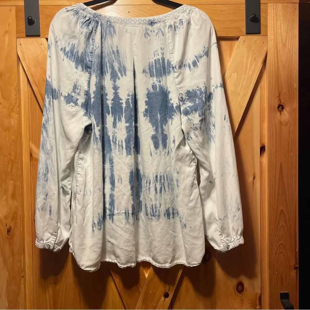 Bohemian tie dye flowy blouse Blue Size XL - Image 2