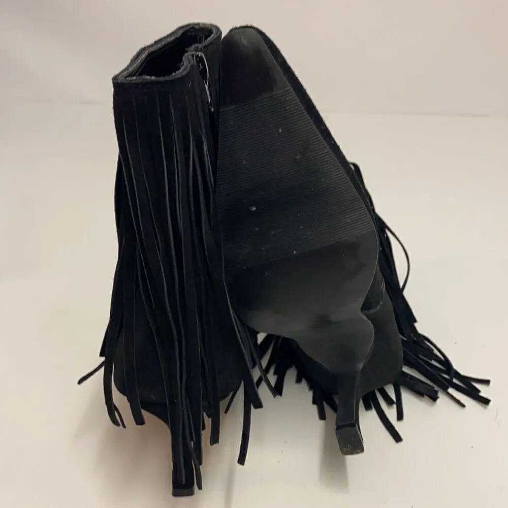 Vintage Newport News Black Suede Fringed Boots Size‎ 7 B13 - Image 8