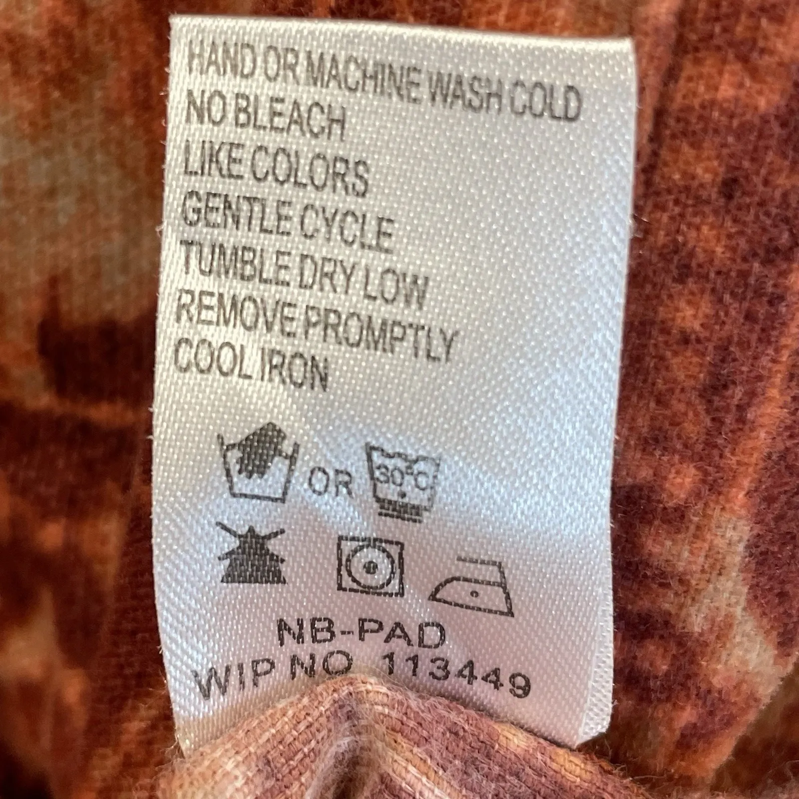 Woolrich Womens M Shirt Rust Leaf Print Micro Wale Corduroy Button Front Cotton‎ - Image 8