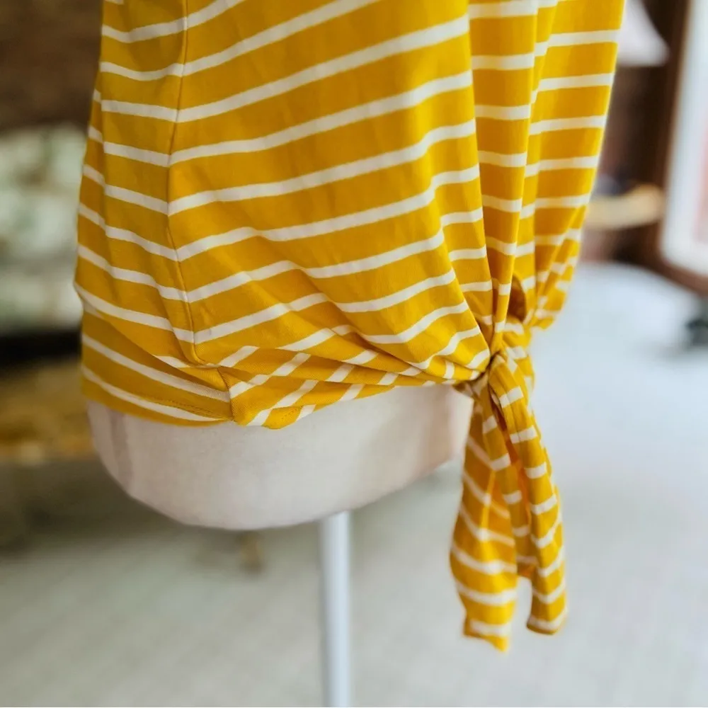 NWT Maison Jules Tank Top Yellow Striped Tie Hem M Casual Party Lunch nautical - Image 13