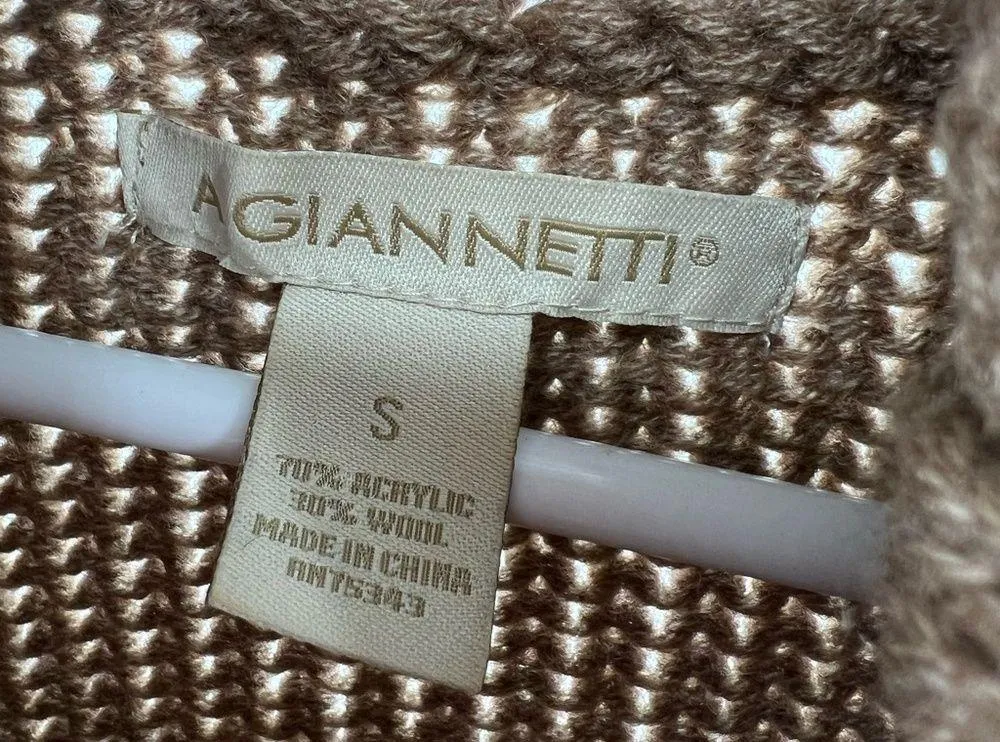 Giannetti wool blend cowl neck tan tunic mini dress sweater neutral fall winter - Image 5