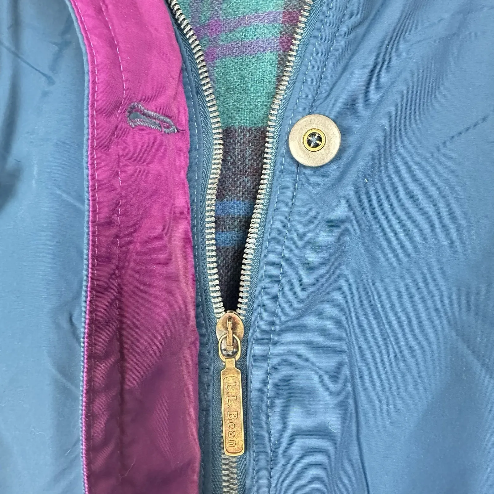 Vtg LL Bean 90s Jacket Womens Large Parka Coat‎ Fleece Lined Ski Outdoors Winter Blue - Image 5