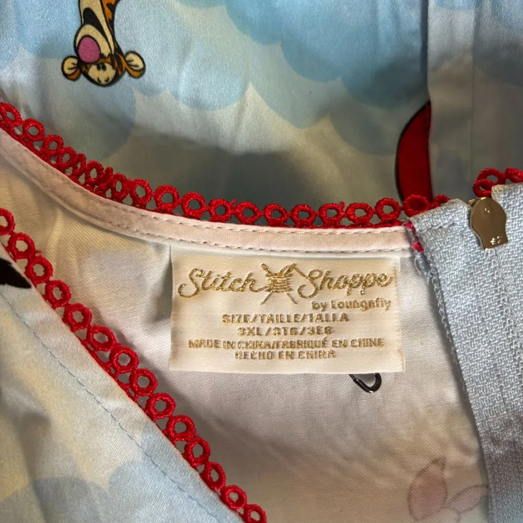 Disney Winnie The Pooh Loungefly Stitch Shoppe Dress Size 3XL Blue Belted Zipper - Image 11