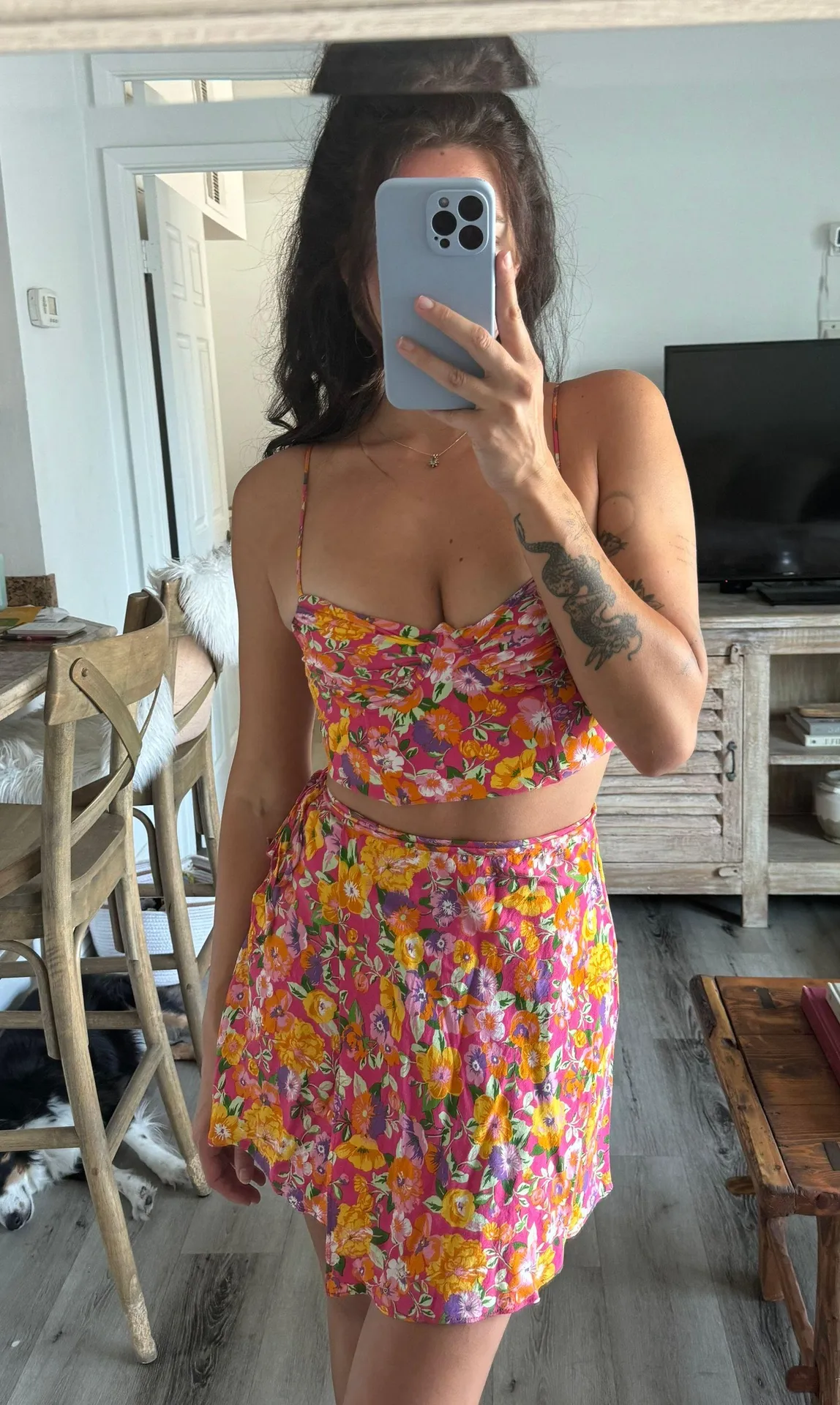 Floral Crop Top And Wrap Skirt Matching Set - Image 7