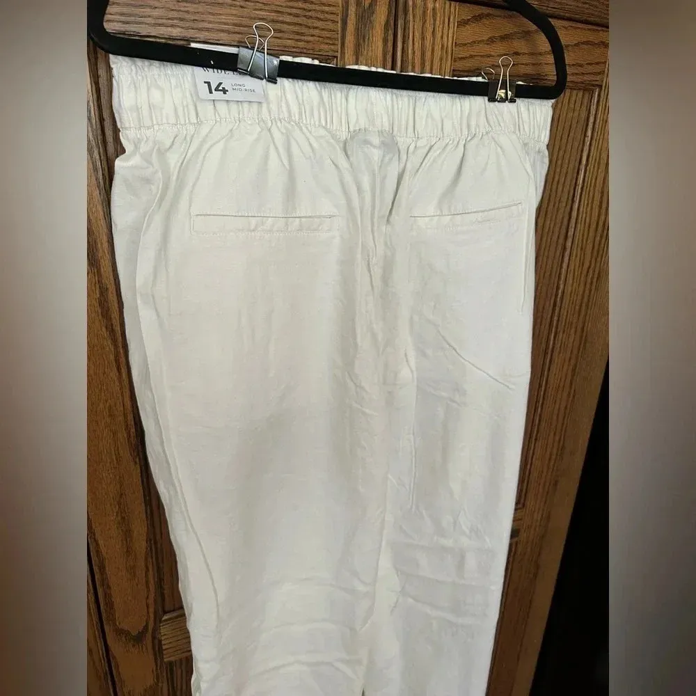 NWT Lane Bryant | Soft Linen Blend Wide Leg‎ Pant in White Cream Flowy Beachy 14 - Image 7