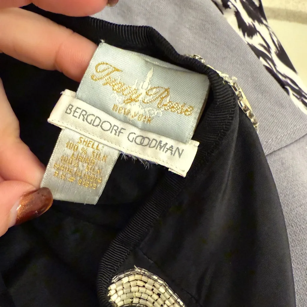 TRACY REESE Women’s Black 100% Silk Embellished Beaded Rhinestone Mini Skirt - Image 6