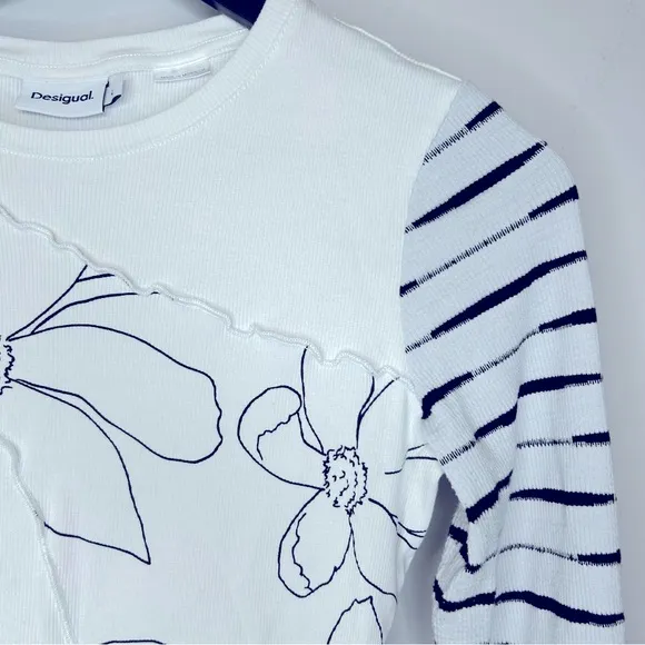 Desigual Patchwork Floral Long‎ Sleeve T-shirt Size L - Image 8