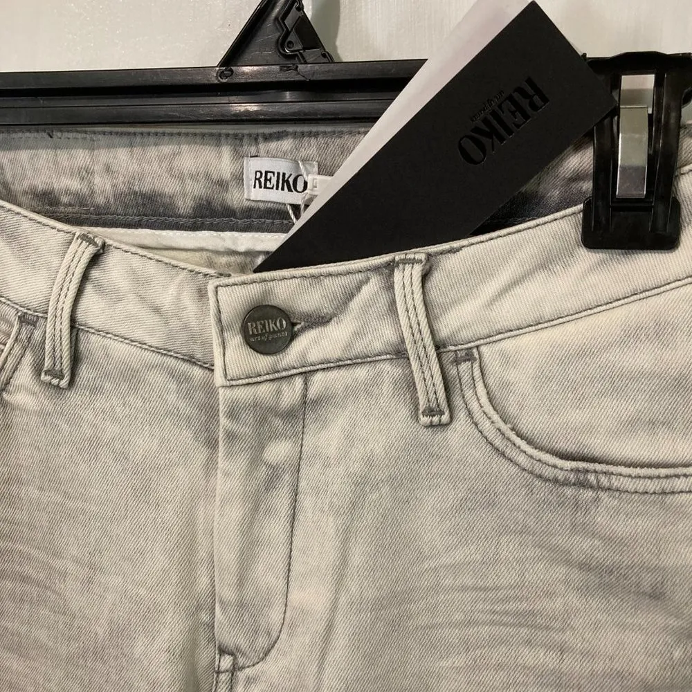 Reiko women's size 25 stonewash rip distressed LENNO stretch denim skinny jeans Gray - Image 2