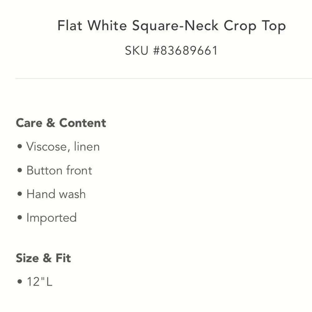 Anthropologie Flat White Square-Neck Crop Top Color Sand Size XL NEW - Image 7