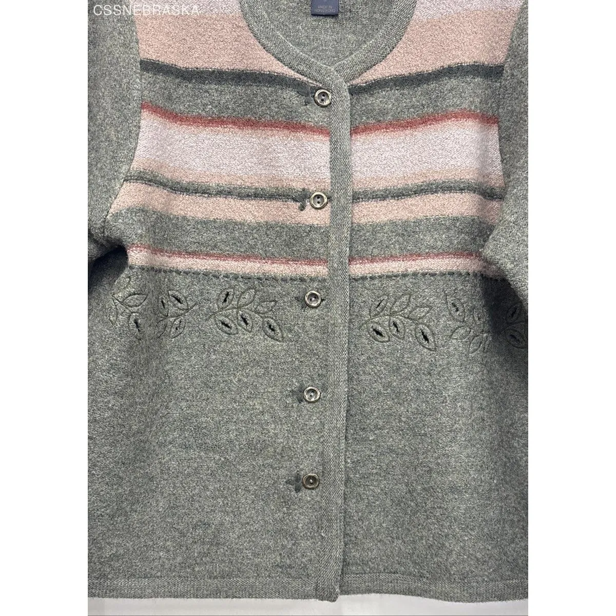 Woolrich Sage Rust VTG 90s Women‎ 100% Wool Knit Cardigan Sweater - Size Medium - Image 2