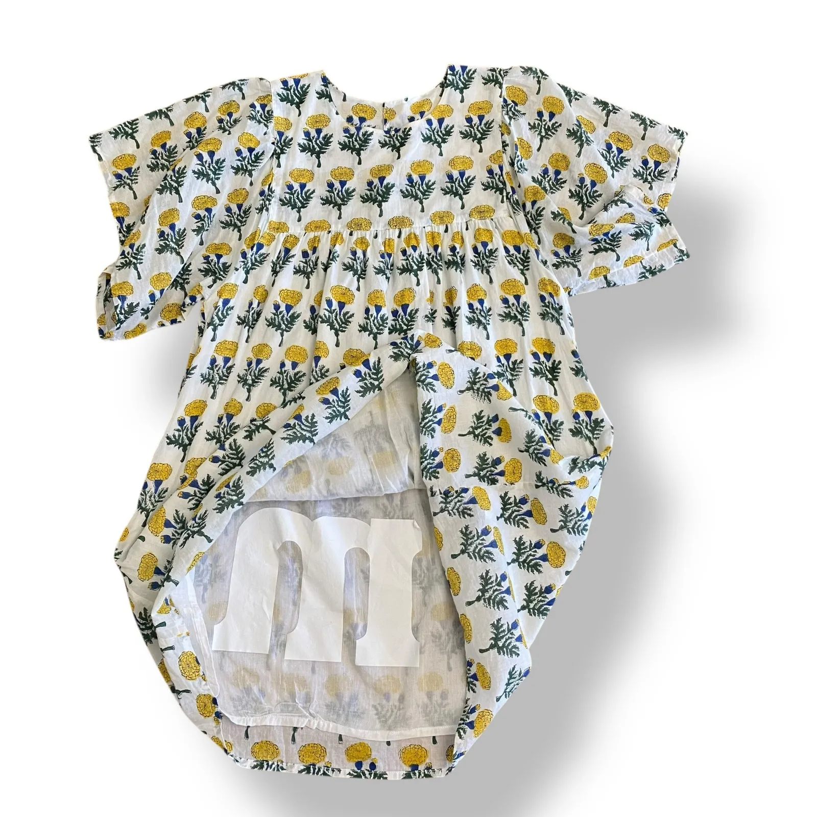 Emerson Fry Basalie Dress in Big‎ Marigolds Size Small, Boho, Organic Cotton White - Image 8