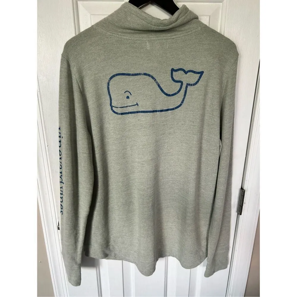 Vineyard Vines Long Sleeve Logo Fleece Mock Turtle Neck W Thumbholes size L - Image 2