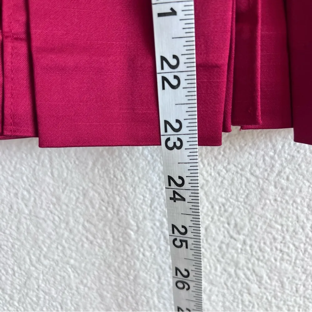 Bebe Y2K Women’s Sleek Red Satin Kick Hem Pleated Pencil Skirt - Image 8