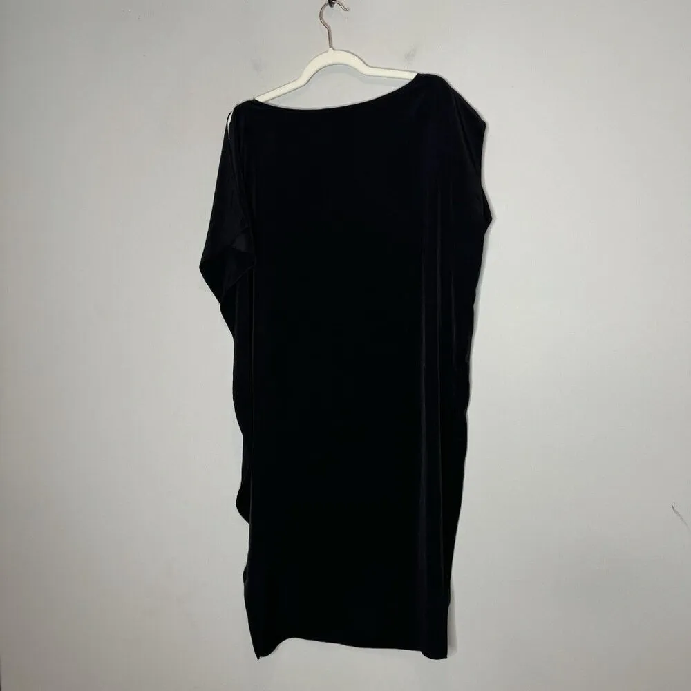 Hatch Maternity One Size Slouchy Satin Black Dress Shoulder Slit - Image 5