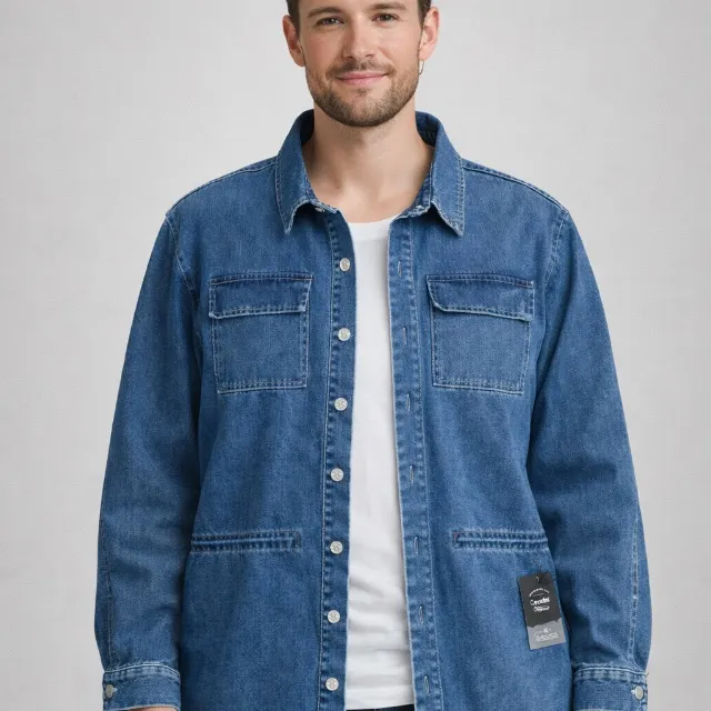 Cavallini Clothing Dark Wash Denim Shirt Jacket Shacket 3X NWT - Image 2