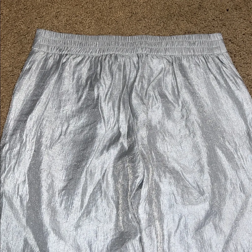 Chico’s Travelers Collection Metallic Sheen Welt-Pocket Pants Silver 0 / 4R - Image 6