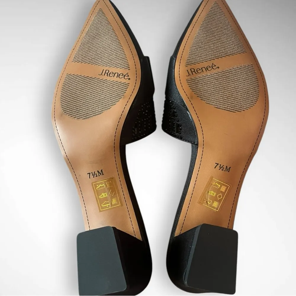 J. RENEE Black Randa Satin Pointy Toe Mule Sandal W/ Bow Detail Size 7.5 | NWOT - Image 8