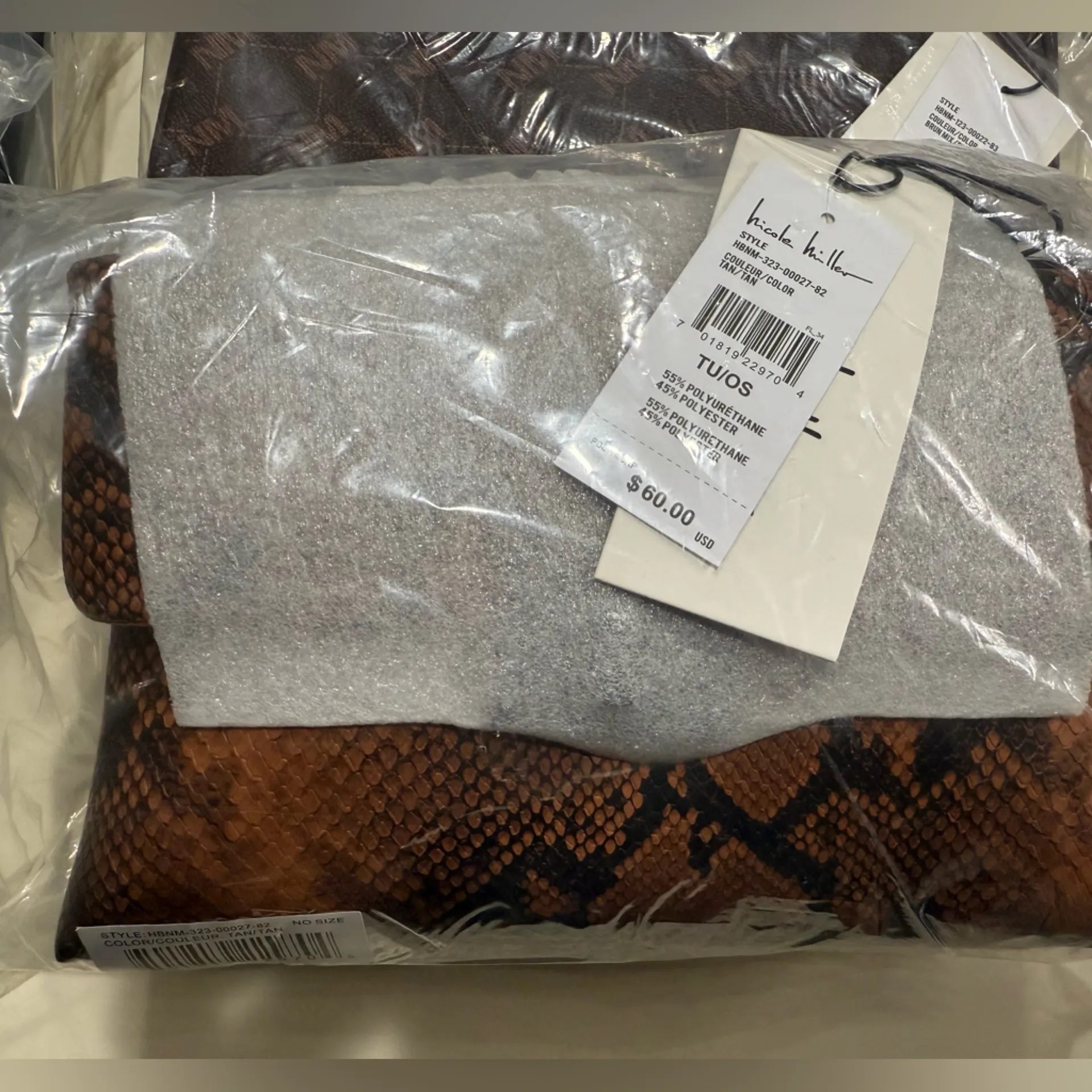 Nicole Miller Brown Python Print Bag - Image 2