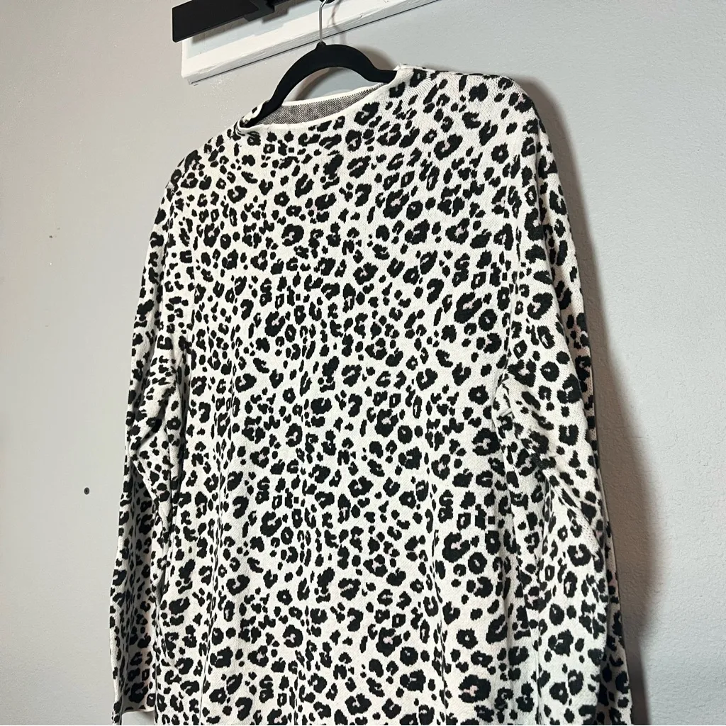 Loft Mockneck Sweater Cheetah Black Cream Leopard Cotton Size XL Cotton - Image 3