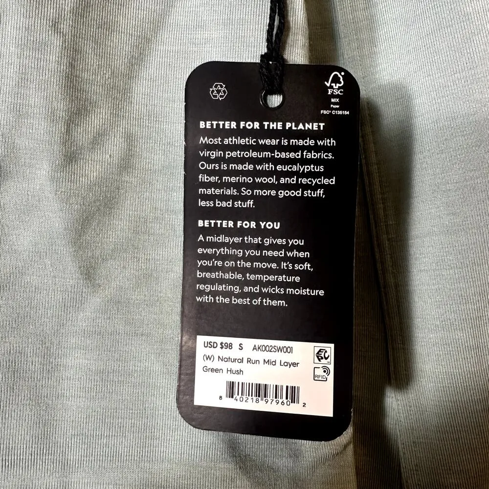 Allbirds Natural Run Mid Layer Merino Wool Blend Quarter Zip Pullover NEW - Image 2