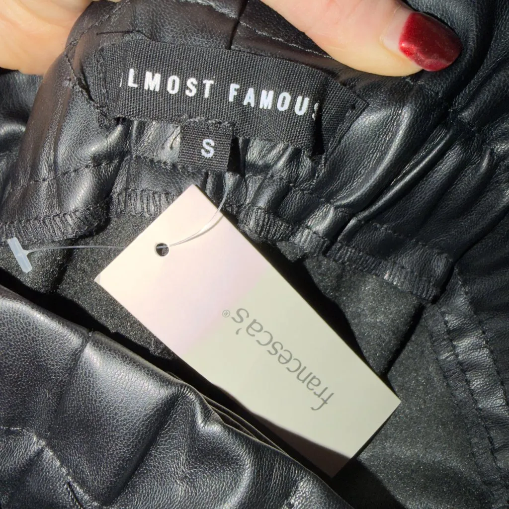 Almost Famous NWT Faux Leather Pants Black High Rise Tie Waist Tapered Women’s - Image 6