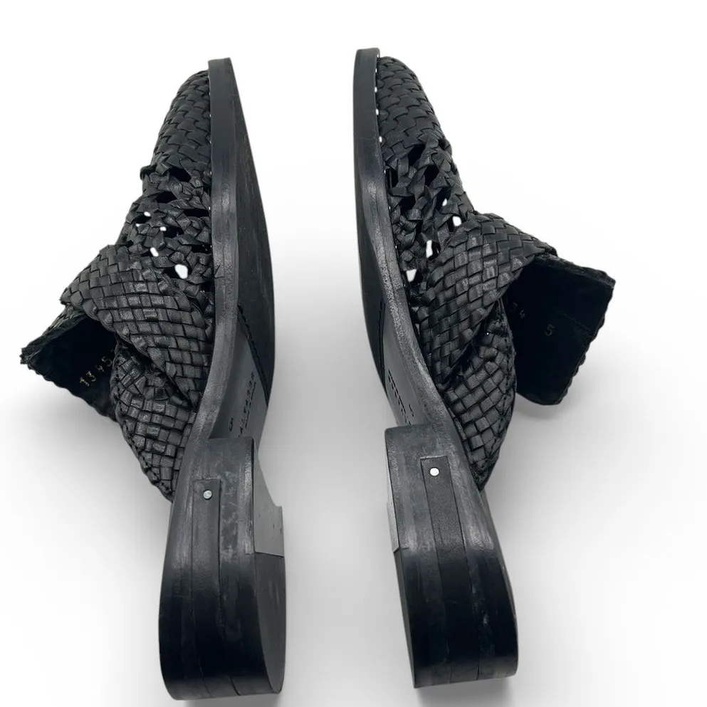 Freda Salvador 5 black woven leather mules keen Slide on Backless loafer luxury - Image 6